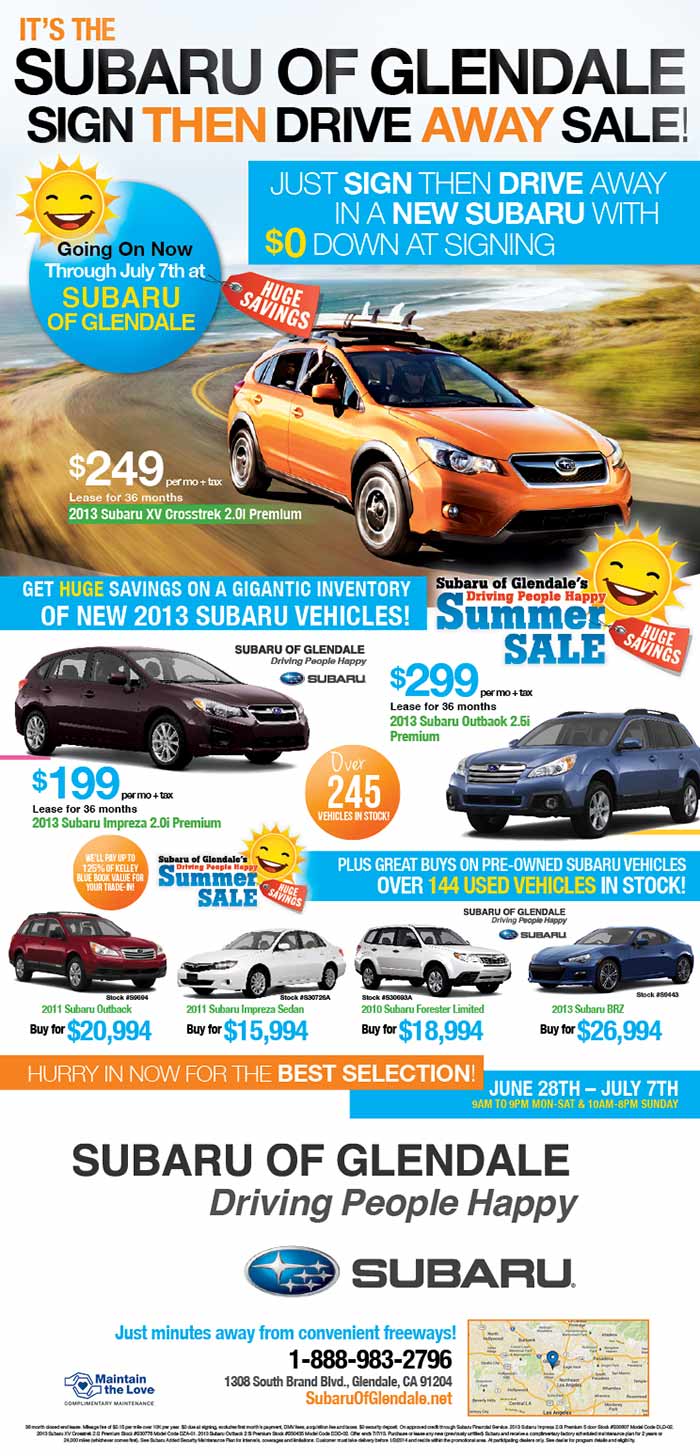 Subaru of Glendale LA Times Ad