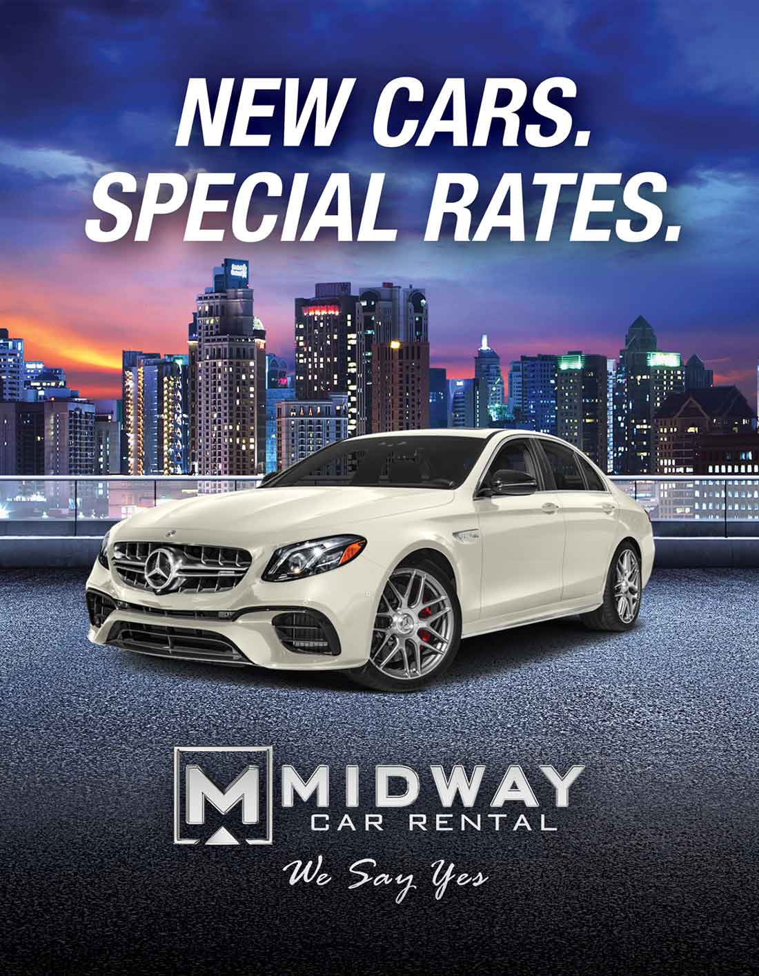 Midway Car Rental Location Sign